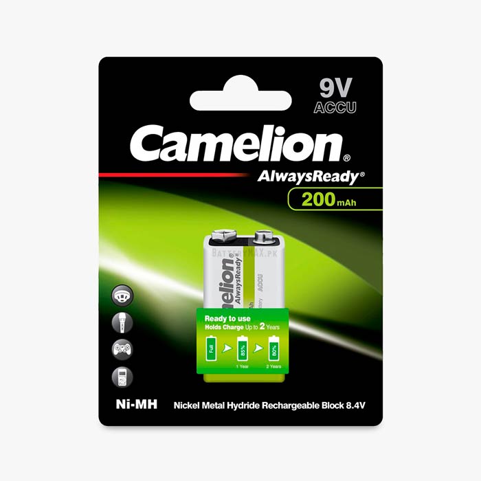 Camelion AlwaysReady Ni-MH 9V PP3 200mAh Rechargeable HR22 NiMH Battery | 1 Pack
