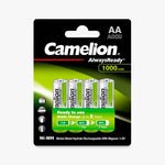 Camelion AlwaysReady Ni-MH AA 1000mAh Rechargeable HR6 NiMH Battery | 4 Pack