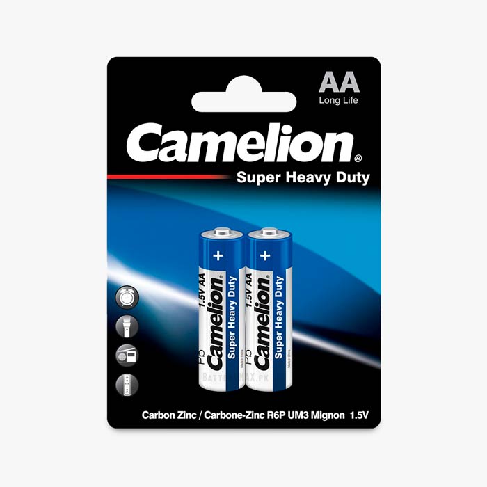 Camelion Blue Super Heavy Duty AA R6 Zinc Carbon Battery | 2 Pack