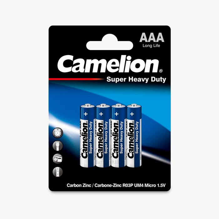 Camelion Blue Super Heavy Duty AAA R03 Zinc Carbon Battery | 4 Pack
