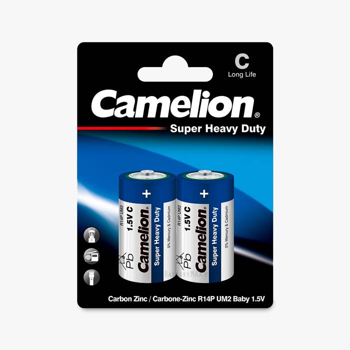 Camelion Blue Super Heavy Duty C R14 Zinc Carbon Battery | 2 Pack