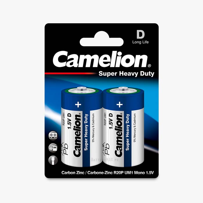 Camelion Blue Super Heavy Duty D R20 Zinc Carbon Battery | 2 Pack
