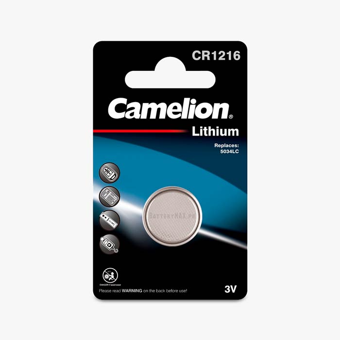 Camelion Button Cell CR1216 Lithium Manganese Dioxide (Li-MnO2) Battery | 1 Pack