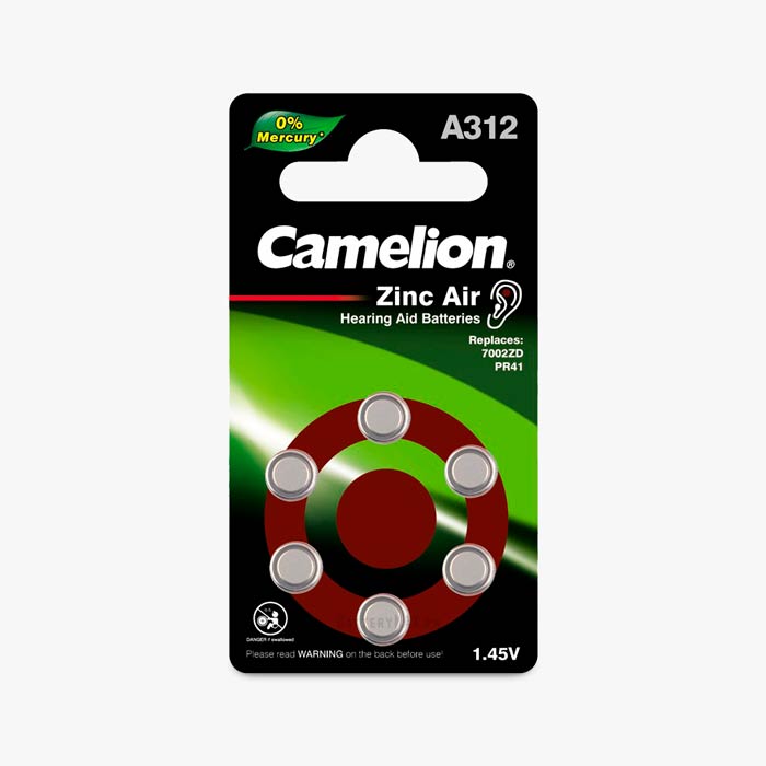 Camelion Hearing Aid A312 PR41 Zinc Air Battery | 6 Pack
