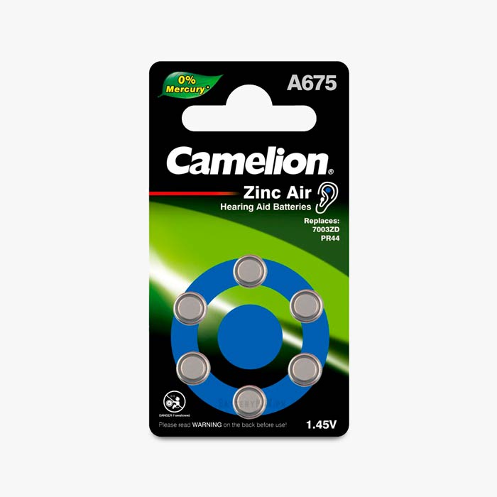 Camelion Hearing Aid A675 PR44 Zinc Air Battery | 6 Pack