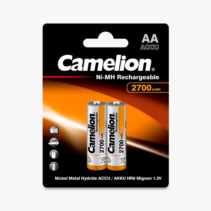 Camelion Ni-MH Rechargeable AA 2700mAh Rechargeable HR6 NiMH Battery | 2 Pack
