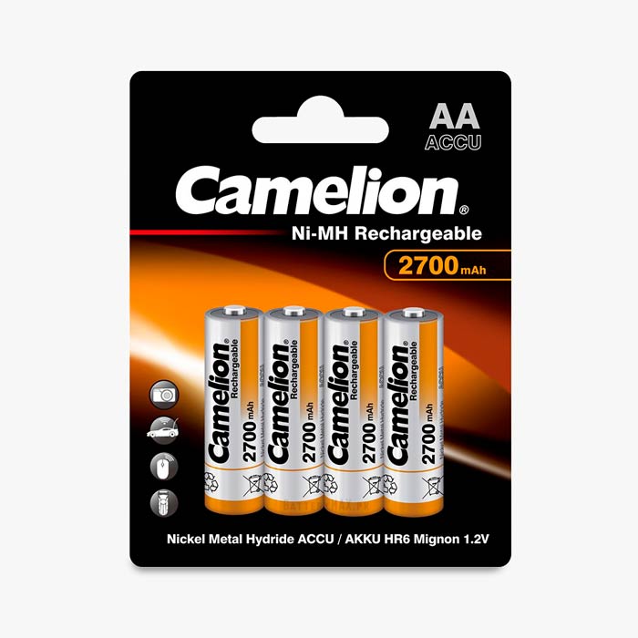 Camelion Ni-MH Rechargeable AA 2700mAh Rechargeable HR6 NiMH Battery | 4 Pack