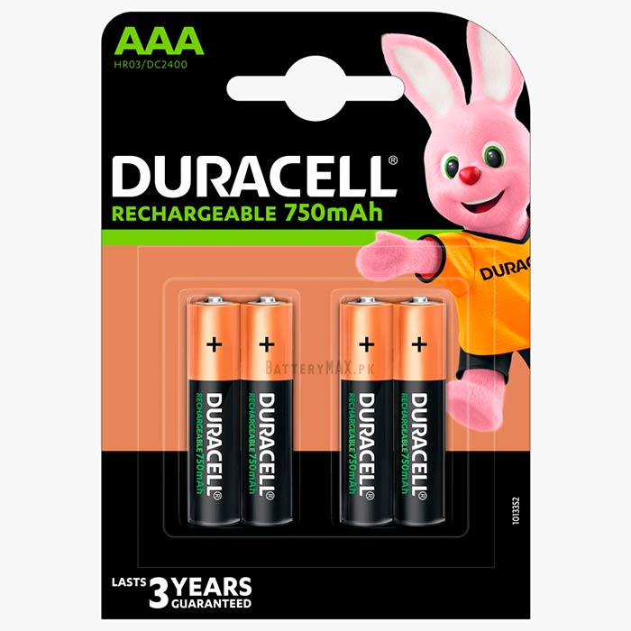 Duracell Rechargeable AAA 750mAh Rechargeable HR03 NiMH Battery | 4 Pack