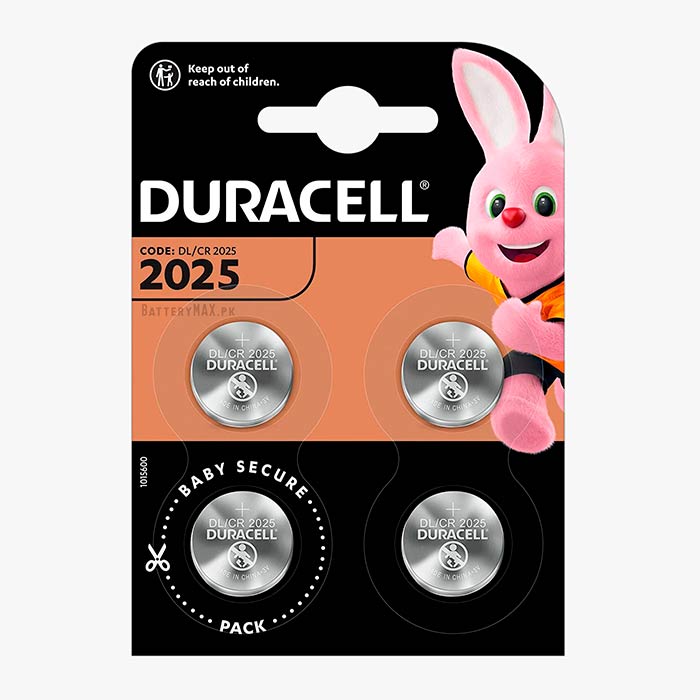 Duracell Button Cell CR2025 Lithium Manganese Dioxide (Li-MnO2) Battery | 4 Pack