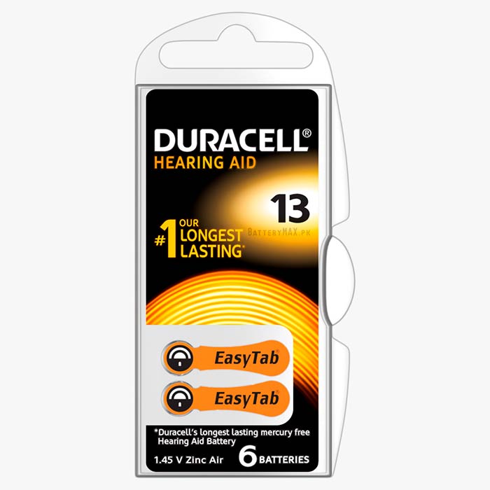 Duracell Hearing Aid A13 PR48 Zinc Air Battery | 6 Pack