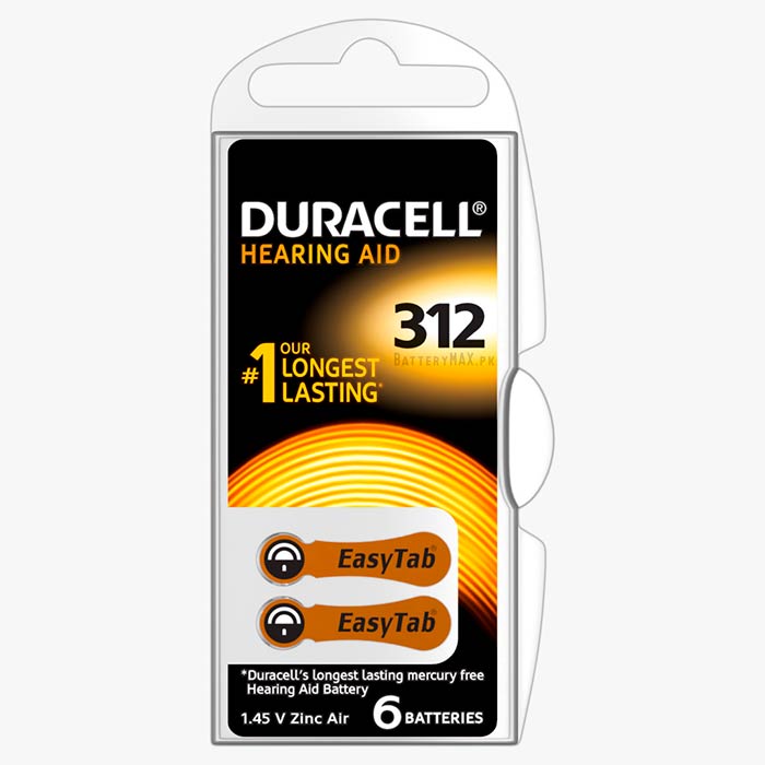 Duracell Hearing Aid A312 PR41 Zinc Air Battery | 6 Pack