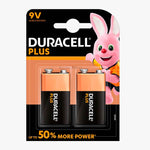 Duracell Plus 9V PP3 6LR61 Alkaline Battery | 2 Pack