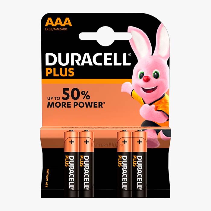 Duracell Plus AAA LR03 Alkaline Battery | 4 Pack