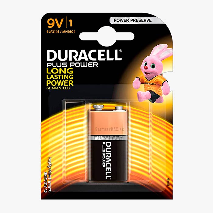 Duracell Plus Power 9V PP3 6LR61 Alkaline Battery | 1 Pack