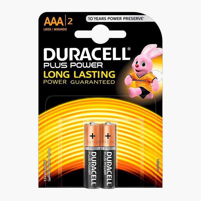 Duracell Plus Power AAA LR03 Alkaline Battery | 2 Pack