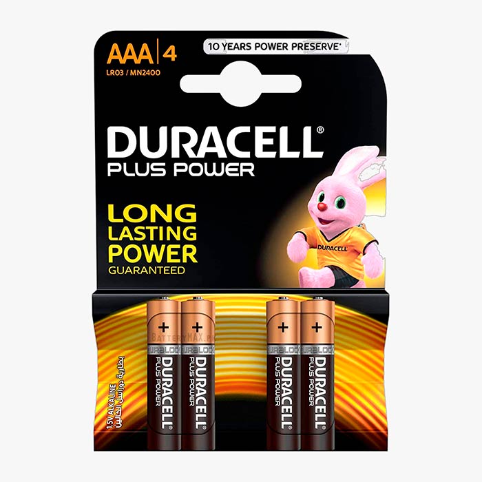Duracell Plus Power AAA LR03 Alkaline Battery | 4 Pack