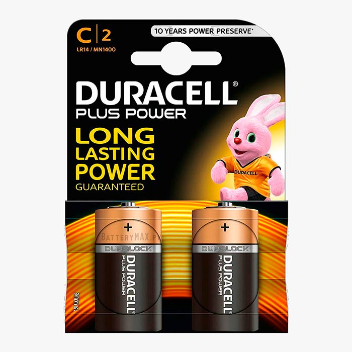 Duracell Plus Power C LR14 Alkaline Battery | 2 Pack