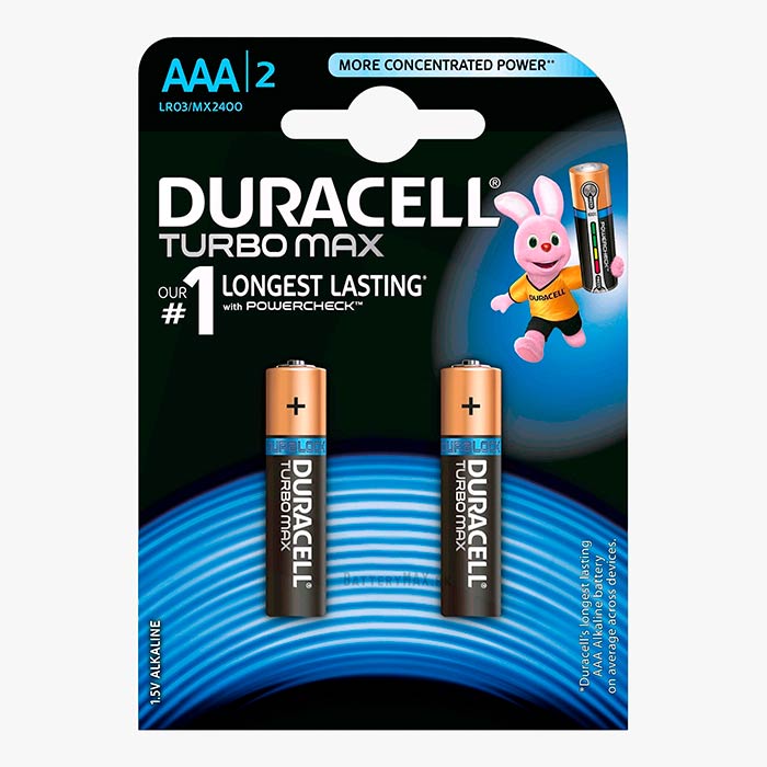 Duracell Turbo Max AAA LR03 Alkaline Battery | 2 Pack