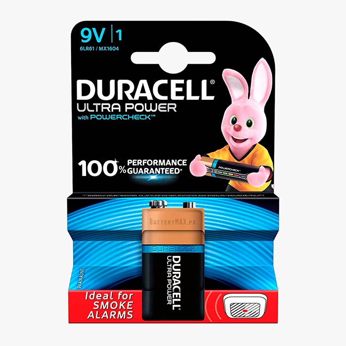 Duracell Ultra Power 9V PP3 6LR61 Alkaline Battery | 1 Pack