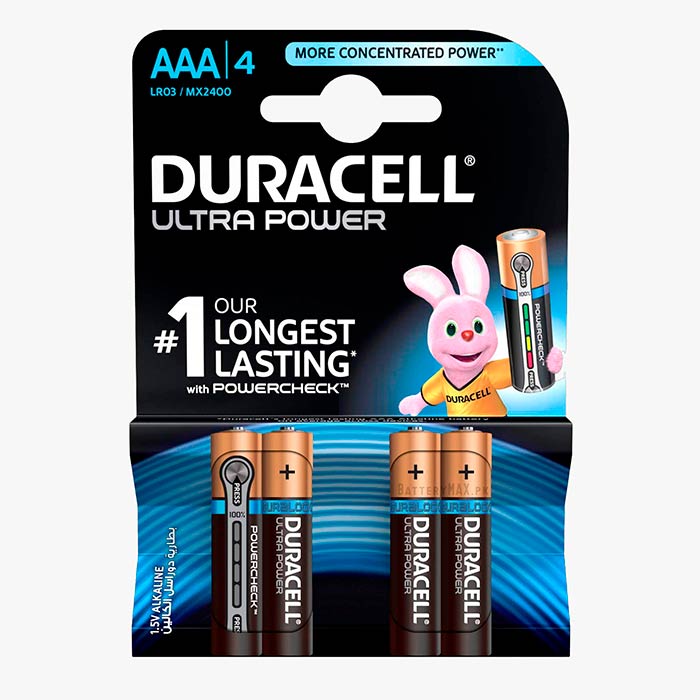 Duracell Ultra Power AAA LR03 Alkaline Battery | 4 Pack
