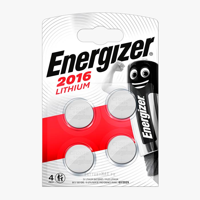 Energizer Button Cell CR2016 Lithium Manganese Dioxide (Li-MnO2) Battery | 4 Pack