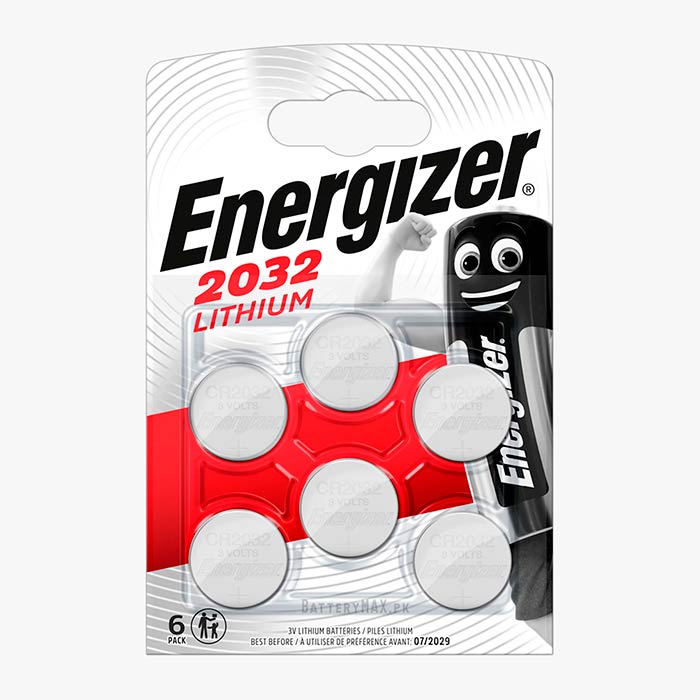 Energizer Button Cell CR2032 Lithium Manganese Dioxide (Li-MnO2) Battery | 6 Pack