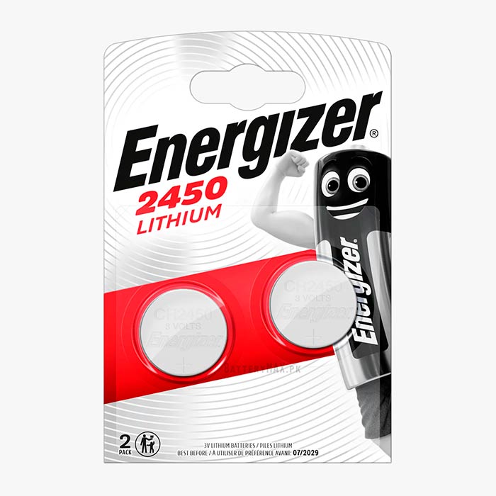 Energizer Button Cell CR2450 Lithium Manganese Dioxide (Li-MnO2) Battery | 2 Pack
