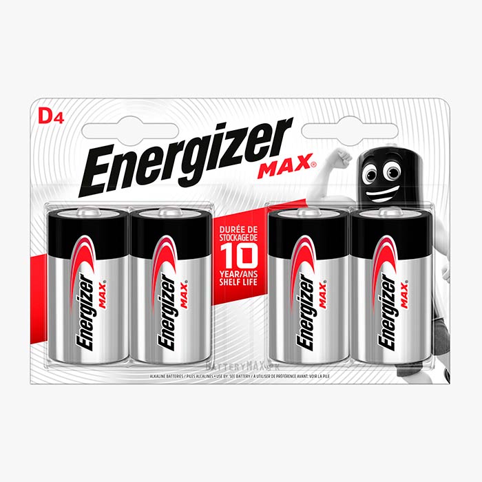 Energizer Max D LR20 Alkaline Battery | 4 Pack