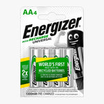 Energizer Recharge Universal AA 1300mAh Rechargeable HR6 NiMH Battery | 4 Pack