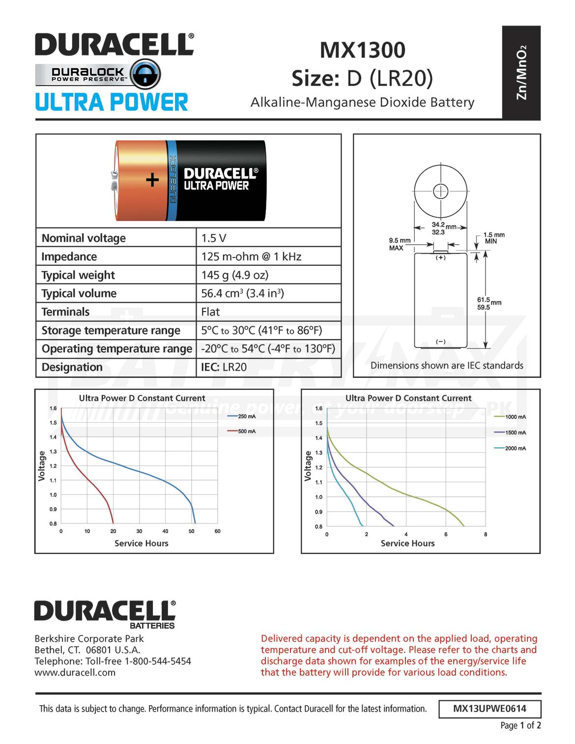 Duracell Ultra Power D LR20 Alkaline Battery | 4 Pack | Pakistan's Best ...