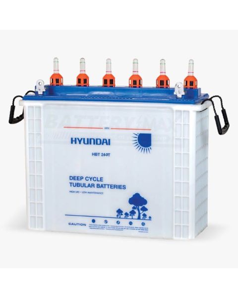 Hyundai 12HBT260T Deep Cycle Lead Acid Unsealed Tubular UPS & Solar Battery