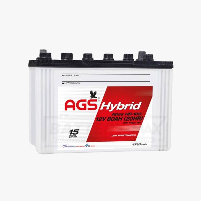 AGS HB-100R Atlas Hybrid Low Maintenance Lead Acid Unsealed Car Battery