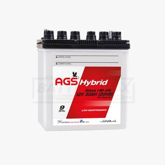 AGS HB-46L Atlas Hybrid Low Maintenance Lead Acid Unsealed Car Battery