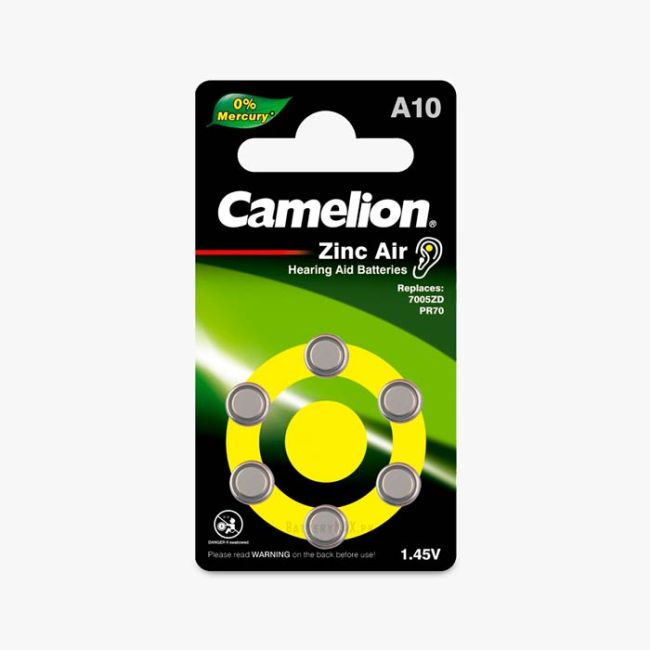 Camelion A10 Hearing Aid Button Cell Battery | 6 Pack