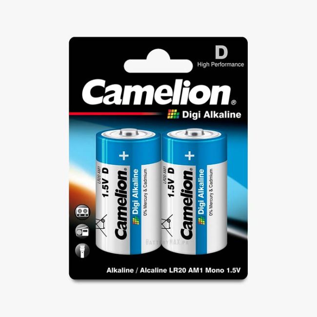 Camelion Digi Alkaline D Battery LR20 | 2 Pack