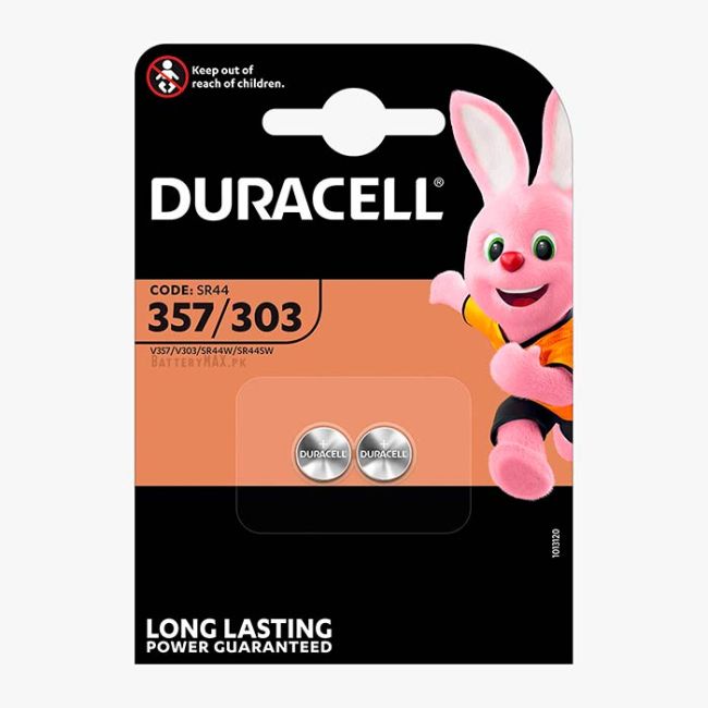 Duracell 303 / 357 Button Cell Silver Oxide Battery SR44W | 2 Pack
