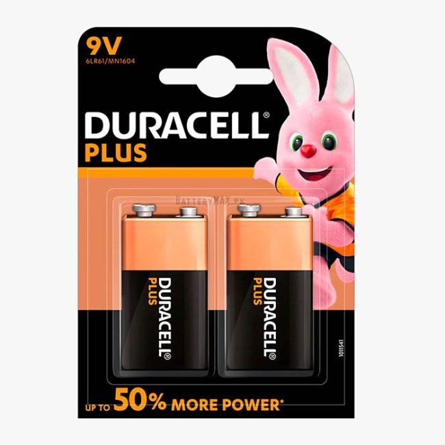 Duracell Plus 9V PP3 Alkaline Battery 6LR61 | 2 Pack