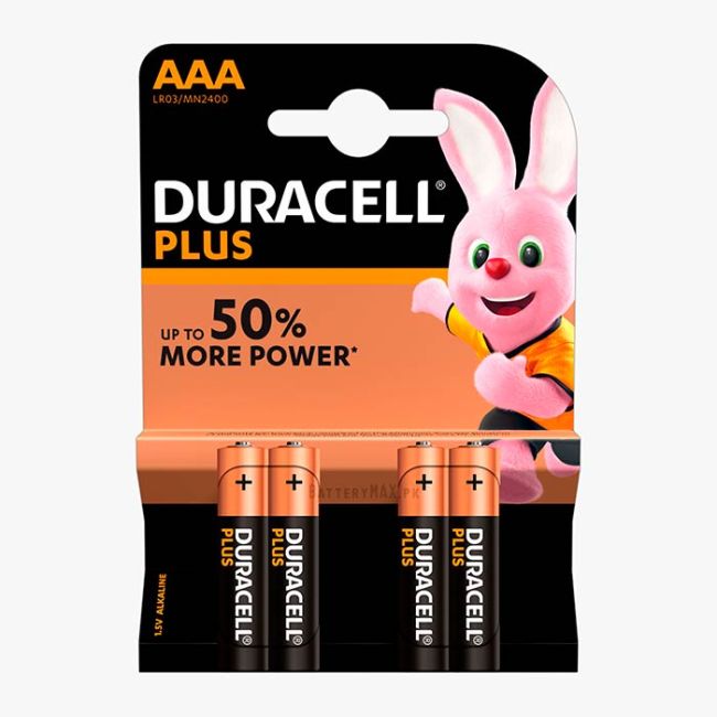 Duracell Plus AAA Alkaline Battery LR03 | 4 Pack