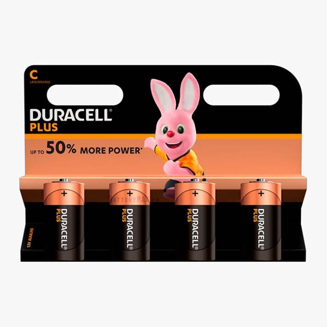 Duracell Plus C Alkaline Battery LR14 | 4 Pack