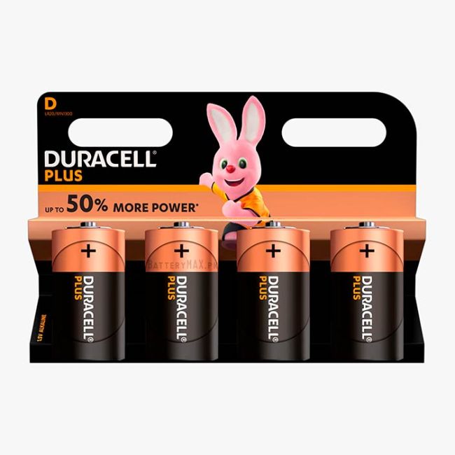 Duracell Plus D Alkaline Battery LR20 | 4 Pack