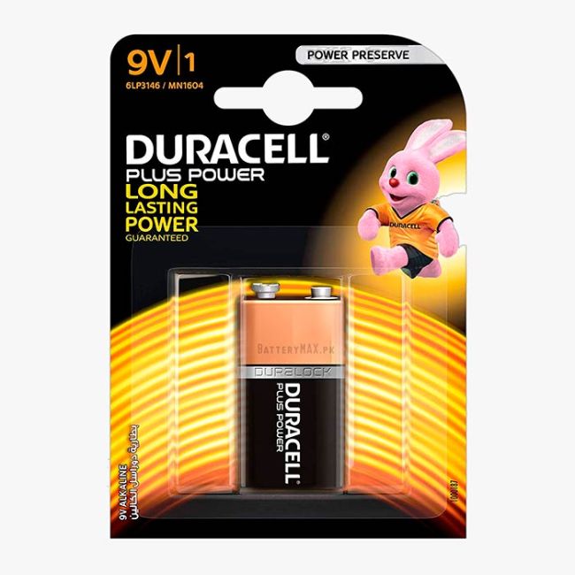 Duracell Plus Power 9V PP3 Alkaline Battery 6LR61 | 1 Pack