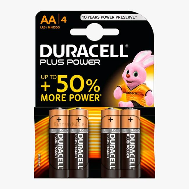 Duracell Plus Power AA Alkaline Battery LR6 | 4 Pack