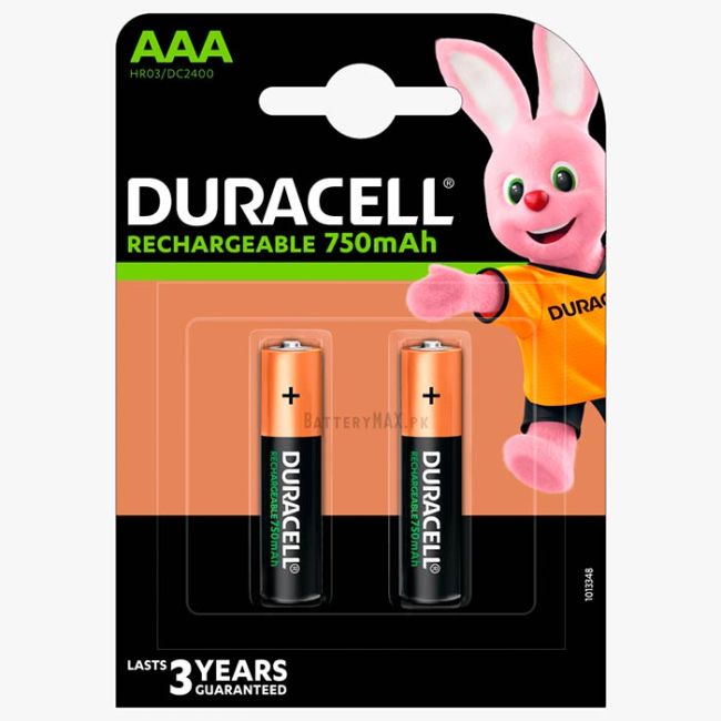 Duracell Rechargeable AAA 750mAh NiMH Battery HR03 | 2 Pack