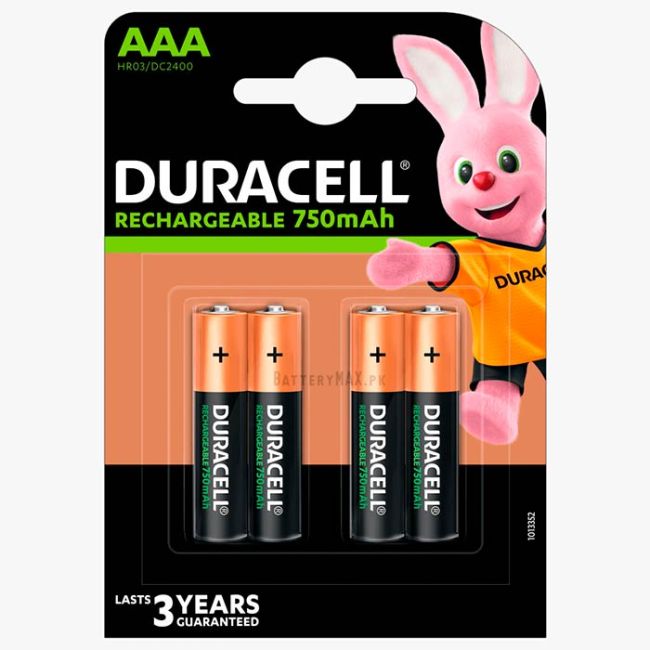 Duracell Rechargeable AAA 750mAh NiMH Battery HR03 | 4 Pack