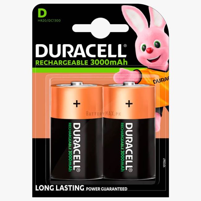 Duracell Rechargeable D 3000mAh NiMH Battery HR20 | 2 Pack