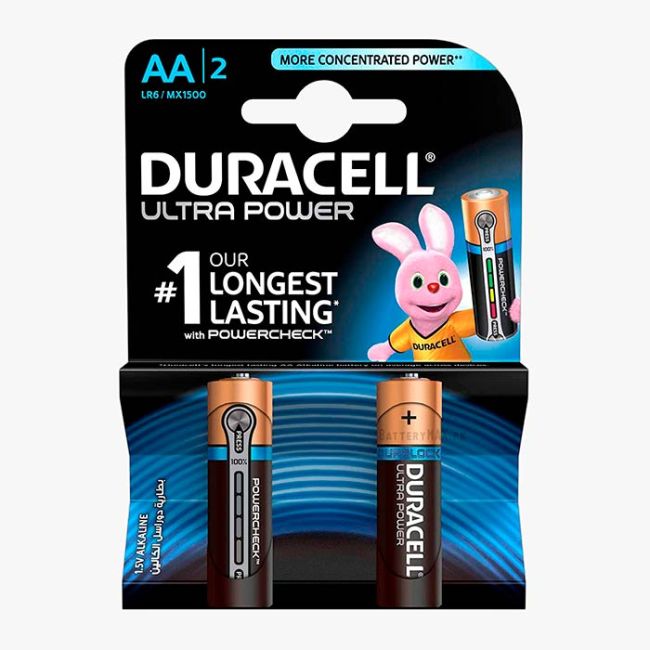Duracell Ultra Power AA Alkaline Battery LR6 | 2 Pack