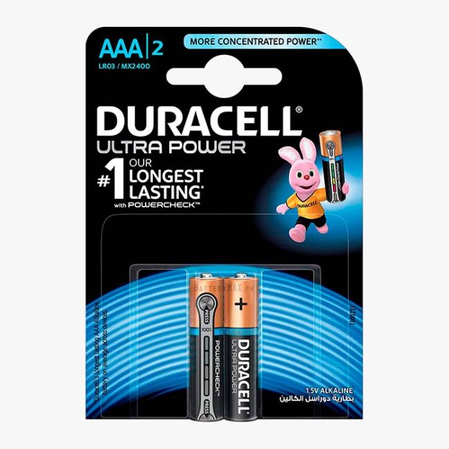 Duracell Ultra Power AAA Alkaline Battery LR03 | 2 Pack