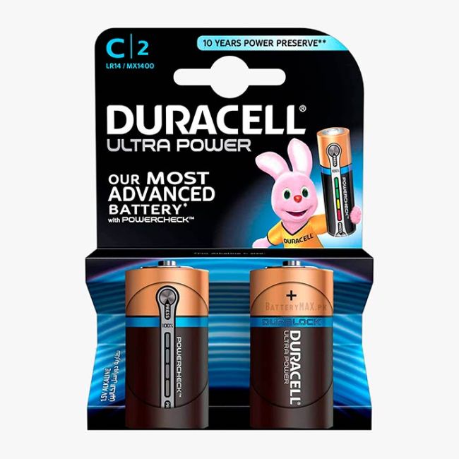 Duracell Ultra Power C Alkaline Battery LR14 | 2 Pack