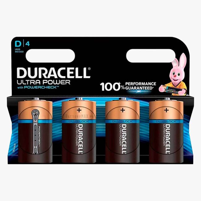 Duracell Ultra Power D Alkaline Battery LR20 | 4 Pack