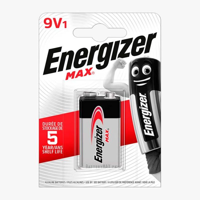 Energizer Max 9V PP3 Alkaline Battery 6LR61 | 1 Pack